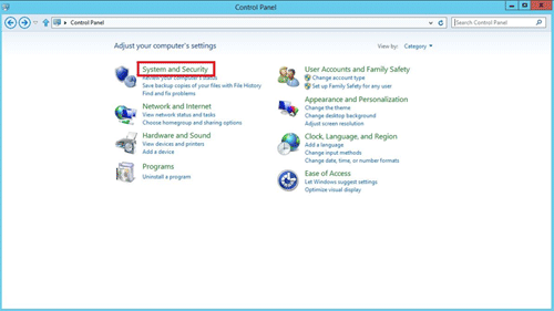 Control Panel, System and Security